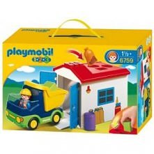 Kolejna niespodzianka od Playmobil dla Dzieci od 18 miesięcy.

Zestaw Edukacyjny Playmobil 6759 - Ciężarówka z Garażem Sorterem. Załadunek ciężarówki może odbywać się poprzez da...