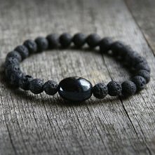 męska bransoletka : LAVA & CERAMIC BEAD