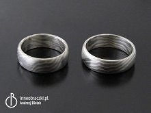 Obrączki wykonane w technice Mokume gane. Pallad i srebro inneobraczki.pl