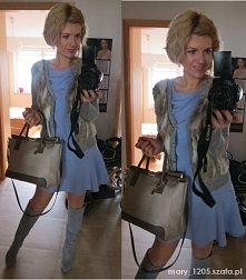 chabrowa sukienka i szary s...