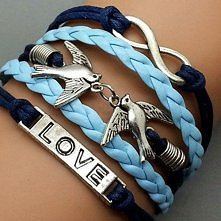 Blue Braid String Two Birds...