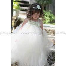 Flower girl dress Ivory tutu dress chiffon roses