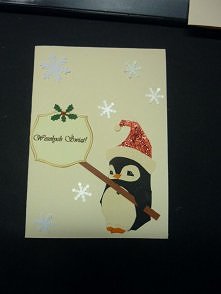 pierwsze tegoroczne kartki świąteczne - pingwinek