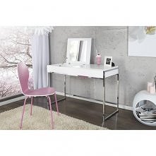 Biała nowoczesna toaletka, idealnie pasowałaby do wystroju mojego pokoju + zaoszczędamy sporo miejsca!