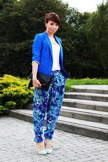 kobaltowa marynarka + haremki + miętowe szpilki :)