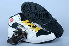 Black/White Mens Sneakers with Yellow Laces-Nike Jordan Retro 1