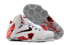 Lebron James 11 Elite "Home" PE Mens Basketball Sneakers in Colors White/Red/Wolf Grey