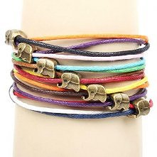 Vintage Elephant Calf Pendant Colorful Braided rope Bracelet