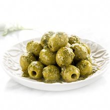 Zielone hiszpańskie oliwki z pesto z rukoli, anchois i suszonych pomidorów

Składniki: zielone hiszpańskie oliwki, czosnek, rukola, bazylia, ser Manchego, orzeszki piniowe, oliw...