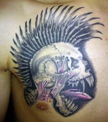 skull chest tattoo