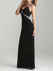 Empire Straps Chiffon Floor-length Rhinestone Prom Dresses