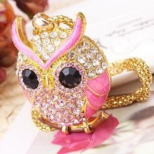 Cute Rhinestone Owl Pendant Necklace