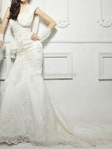 Vestido tubo Un sólo hombro Barrer/Cepillo tren Encaje Vestido de Novia con Bordado