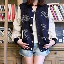 Fashion Contrast Color Letters Print Single-breasted Long Sleeve Coat
