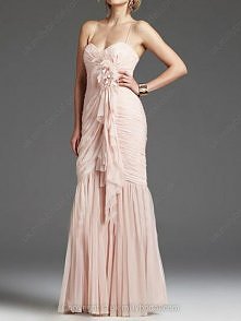 Mermaid Spaghetti Straps Chiffon Floor-length Flower(s) Evening Dresses