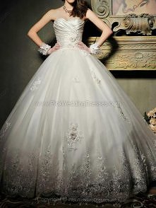 Ball Gown Sweep Train Tulle Satin Beading Sweetheart Wedding Dresses
