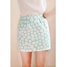 Cute Sweet Blue Floral Print Skirt