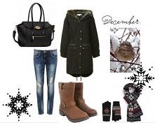 Stylizacja zimowa z parką. ...