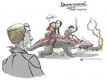 Jak widać Rumpel chciał pokazać, ze jest lepszym dziadkiem niż Charming XD Co tam nauka jazdy samochodem? Smok lepszy XD