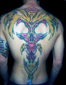 skulls tattoo on his back