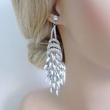 Wedding Flower Bouquet Tear Drop Clear Swarovski Crystal Earring