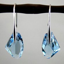 Aqua Blue Genuine Crystal 925 Drop Silver Earrings made with Swarovski Elements