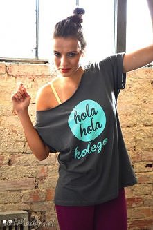 Hola koszulka oversize szeroki dekolt shirt koszulki great you