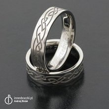 Obrączki z palladu z wygrawerowanym tribalem. Inne Obrączki