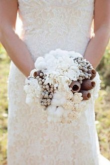 Zimowy bukiet ślubny- bawełna