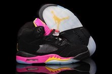 Women Nike Air Jordans 5 Retro Gs In Black Bright Citrus Fusion Pink