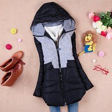 Fashion Contrast Color Long Sleeve Hooded Warm Coat
