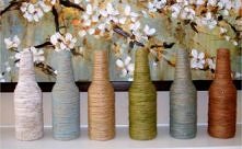 butelki zawinięte włóczką :)