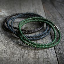 męska bransoletka : SKÓRA : zieleń