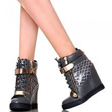 SNEAKERSY - STALOWE Z WĘŻEM ZŁOTE BLASZKI