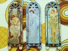 Zakładki zdobione metodą decoupage z motywami Pór Roku autorstwa genialnego Alfonsa Muchy