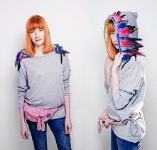 Bluza POCAHONTAS szara pióra kaptur