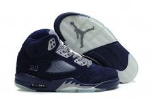 Blue/Grey-Jordans 5 V "Suede" Ladies Retro Basketball Shoes