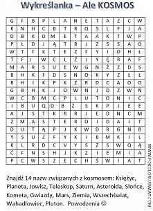 Wykreślanka dla dzieci- kosmos