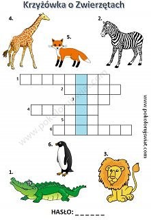 Krzyżówka dla dzieci, zwierzęta :)