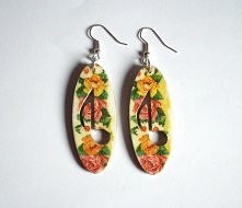 Dwustronne kolczyki ozdobione metodą decoupage wykonane na specjalne zamówienie Agnieszki P.