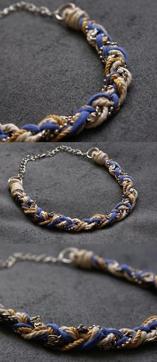 naszyjnik pleciony z różnyc...