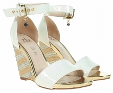 Roccobarocco - SANDAŁY NA KOTURNIE ROCCOBAROCCO MARACANA BIANCO ORO