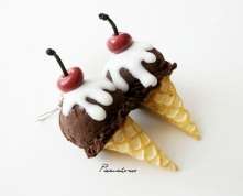 kolczyki czekoladowe lody z wiśnią