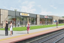 Wstępna koncepcja wyglądu nowego dworca i części parku handlowego w Mińsku Mazowieckim, widok od strony peronów.
fot.: Leszek Siporski, minskmaz.com