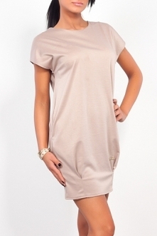 Vasthara - STYLOWA SUKIENKA TUNIKA NOWOŚĆ KOLOR: BEŻOWY