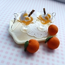 Kolczyki miniaturowe pucharki z galaretką pomarańczową:)