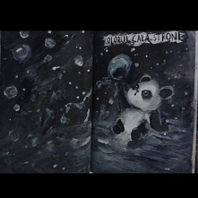 Pokoloruj całą stronę. Zniszcz ten dziennik. Ta strona wyszła mi najlepiej i podoba mi się bardzo. Ta panda jest taka urocza <3 :D
