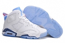 Limited Sale "First Championship" Air Jordan Retro 6 VI Womens Shoes - White Red Blue