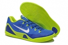 Brand Nike Men Size Kobe Bryant Sports Shoes Kobe 9 Low-Cut Blue/White and Green Colorway