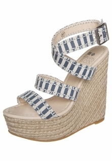 Even&Odd - Even&Odd Sandały na koturnie niebieski